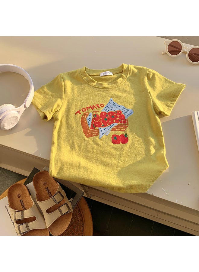 Children's Wear Short-sleeved T-shirt Trendy Printed Cartoon Cute Summer Children's Top Cotton Small Children's Brother And Sister's Thin Top