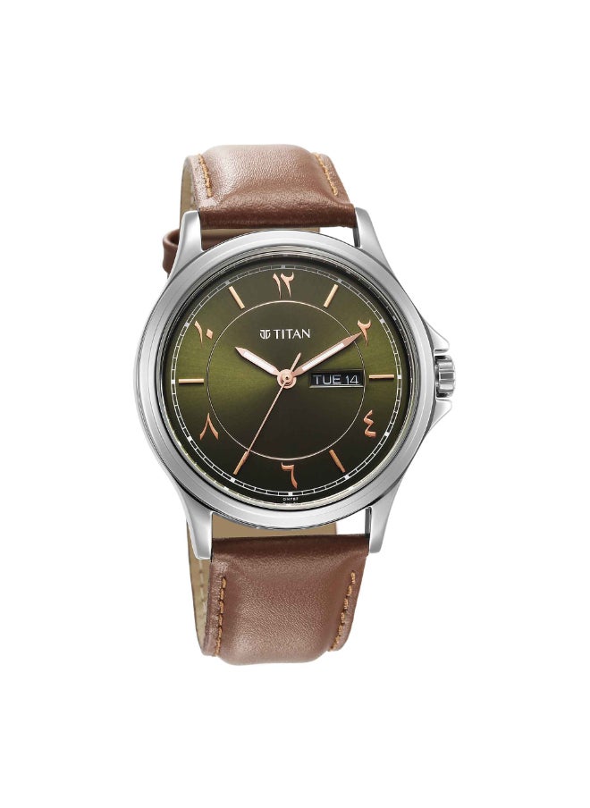 TITAN - ساعة مرحبا للرجال بمينا أخضر وسوار جلدي تناظري
1870SL08 - Image 1