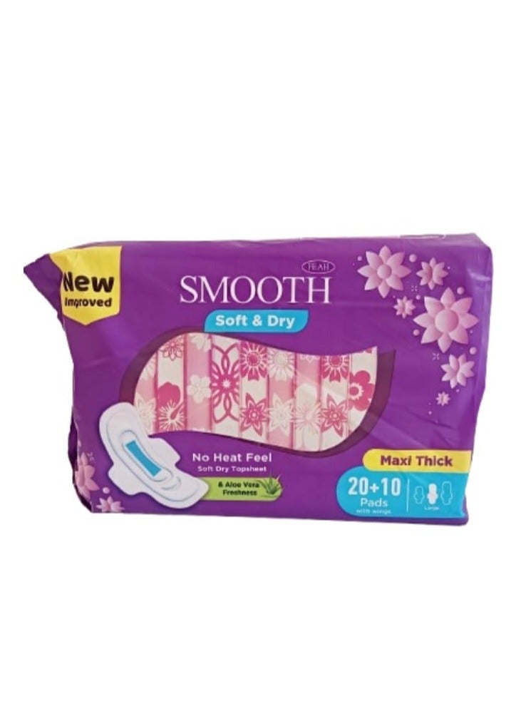 Smooth Feah Smooth Sanitary Pads – Soft & Dry, Maxi Thick, No Heat Feel -30 Pads  - Image 1