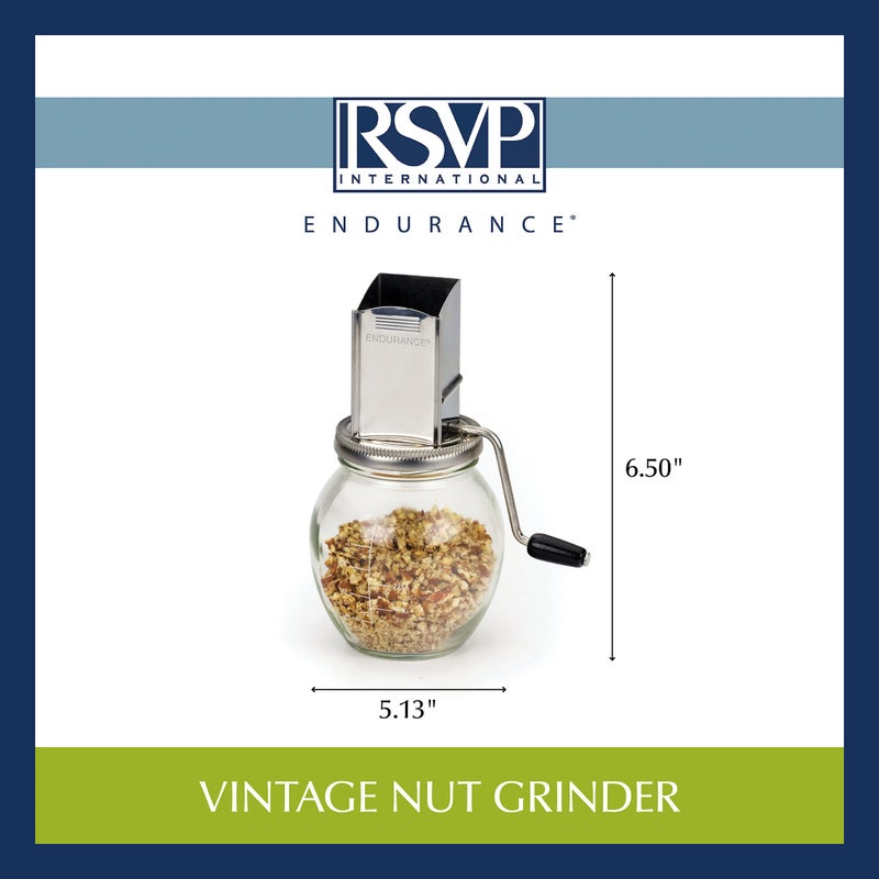 RSVP International RSVP International Endurance Vintage Inspired Nut Grinder, 1.25 Cup Capacity, Glass Bottom  - Image 3