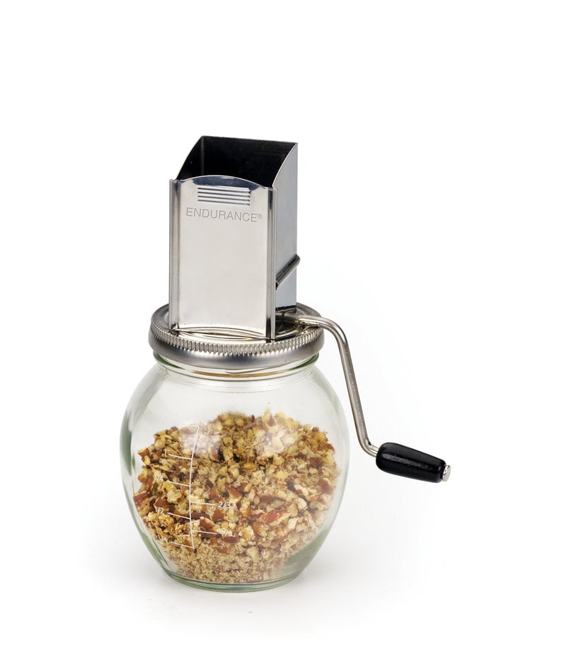 RSVP International RSVP International Endurance Vintage Inspired Nut Grinder, 1.25 Cup Capacity, Glass Bottom  - Image 1