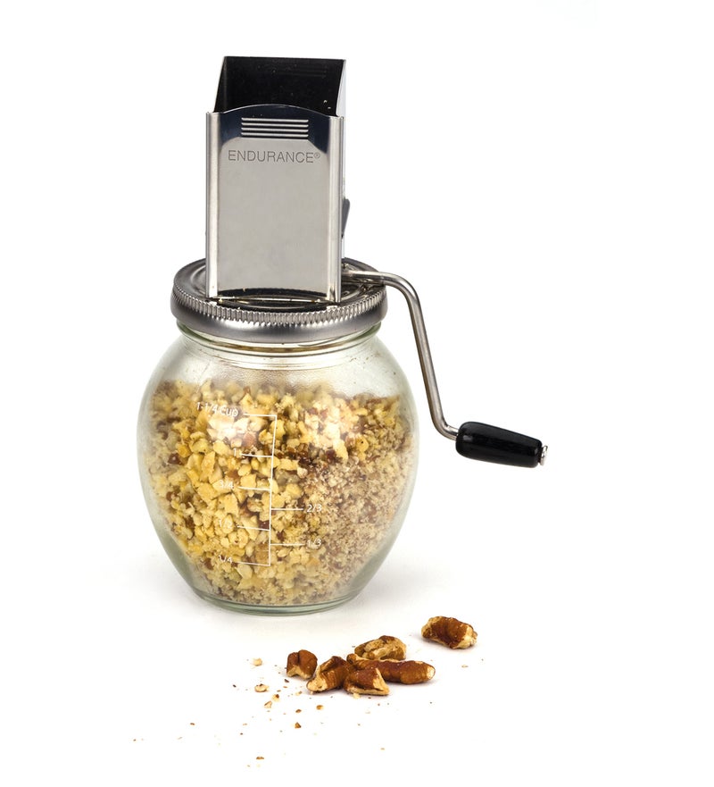 RSVP International RSVP International Endurance Vintage Inspired Nut Grinder, 1.25 Cup Capacity, Glass Bottom  - Image 4