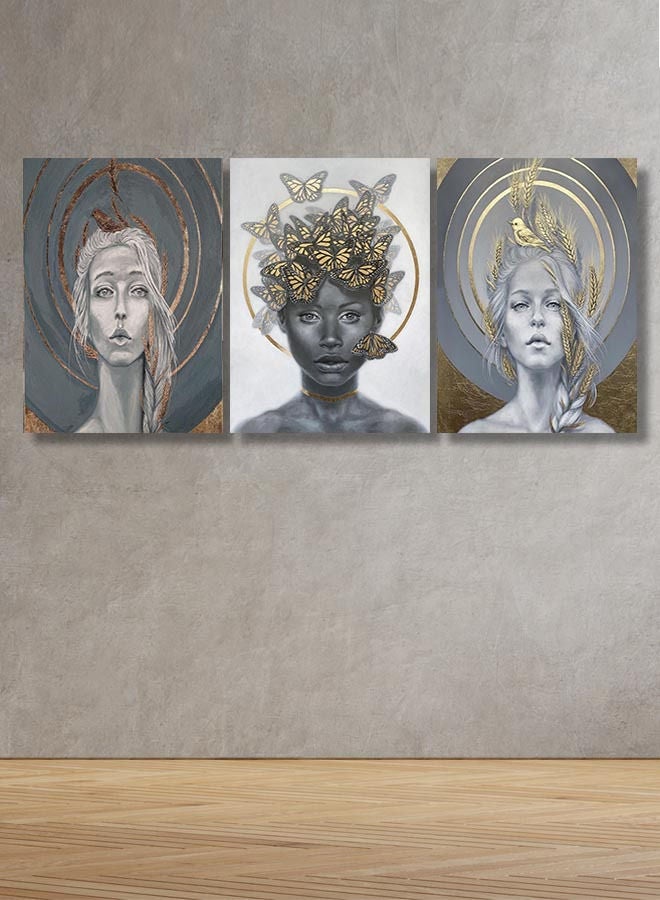 Marktna Decorative Wall Art Painting with a Woman Design, 3 Pieces,Size 120x60cm - Image 1