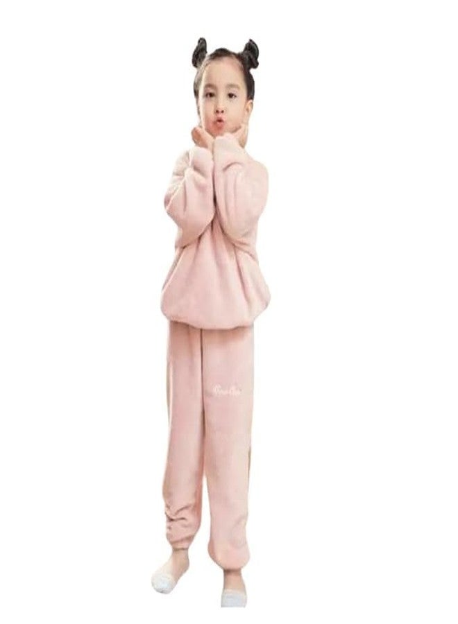 IKKAI!! ® Unisex Boys & Girls Fleece Fashionable Winter Set - Fashionable Sweatshirt & Pants OutfitPack of 1 (Peach, L) - Image 1
