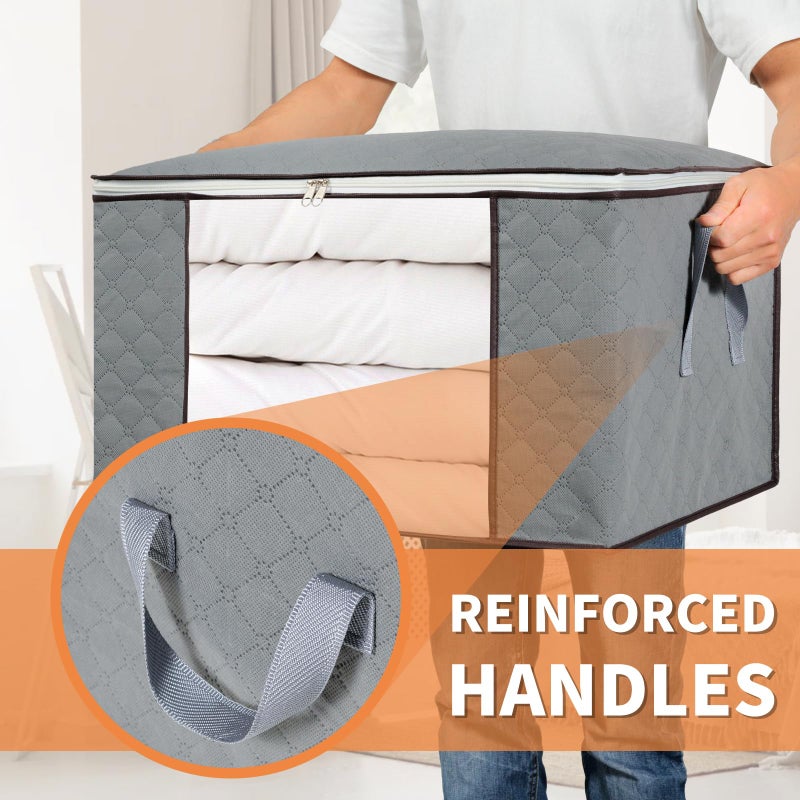 combocube 6 Pack Closet Organizers and Storage Containers, Clothes Storage Bins, Storage Bags with Large Clear Window & Handles for Comforter, Pillow, Quilt, Bedding, Clothes - Image 4