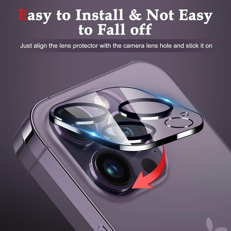 OpenTech ® Premium Camera Lens Protector Tempered Glass Compatible For iPhone 14 Pro/iPhone 14 Pro Max With Edge To Edge Coverage (Full Transparent) (Pack of Two) - Image 4