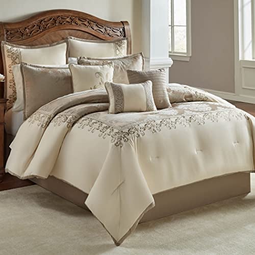 Riverbrook Home 100% Polyester Comforter Set, King, Hillcrest - Ivory/Gold, 10 Piece Set - Image 1