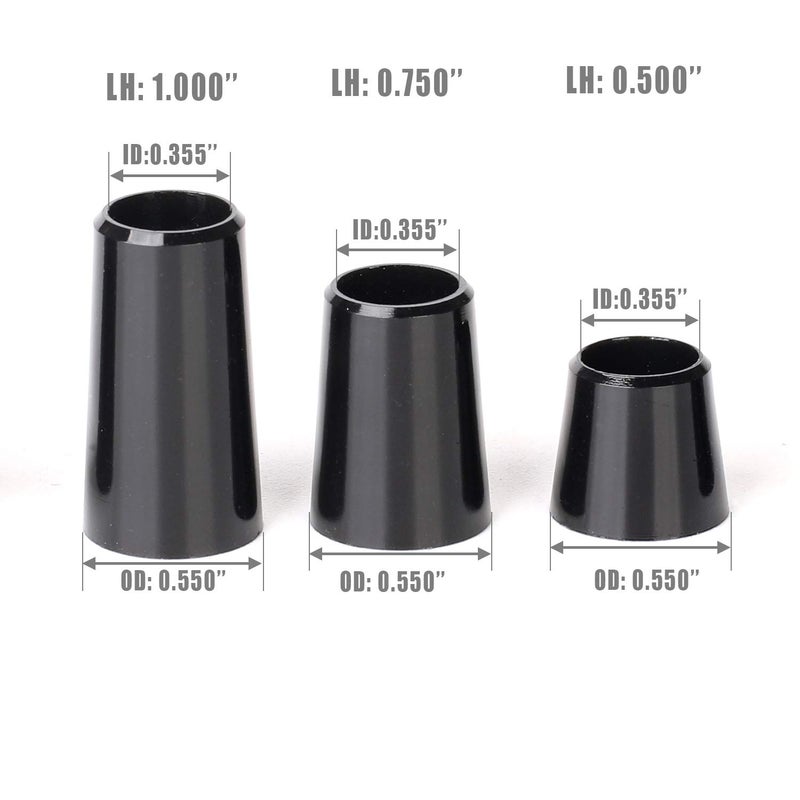 SummerHouse 12 Pieces Solid Black Flat Golf Iron Ferrules for Tapered 0.355 Shaft and 0.370 Shaft 0.500/0.750/1.000 Height Optional - Image 2