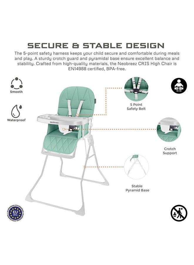 neobreez CRIS Ultra Compact Lightweight Foldable Baby High Chair|Quick and Easy Fold HighChair|Removable and Adjustable Foot Tray| 5-point Safety Harness|Toddler Portable Baby Feeding Chair For Travel(5kg) - Image 2