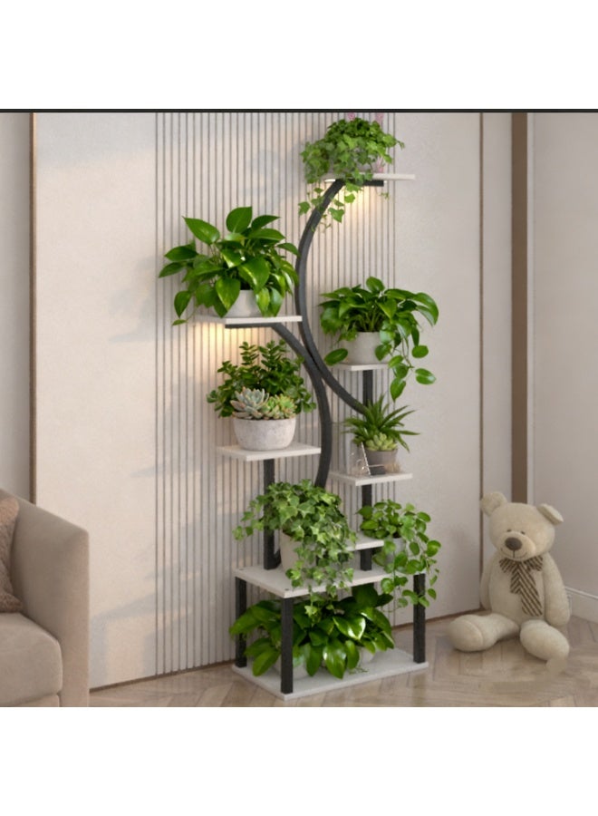  CityRiya-Long النبات يقف في الأماكن الداخلية مع أضواء النمو ، 8 رف النبات الداخلي على شكل S ، 62 "النبات الطويل يقف للنباتات الداخلية المتعددة ، رف حامل زهرة النبات المعدني للمنزل / الفناء / غرفة المعيشة - Image 1