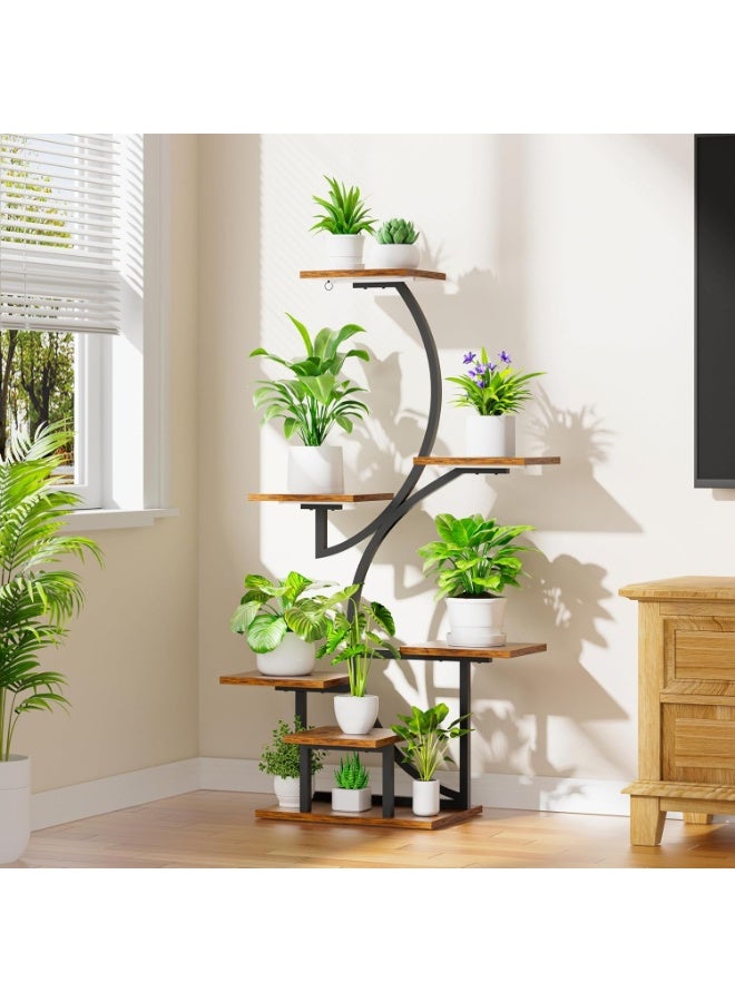  CityRiya-Long النبات يقف في الأماكن الداخلية مع أضواء النمو ، 8 رف النبات الداخلي على شكل S ، 62 "النبات الطويل يقف للنباتات الداخلية المتعددة ، رف حامل زهرة النبات المعدني للمنزل / الفناء / غرفة المعيشة - Image 5