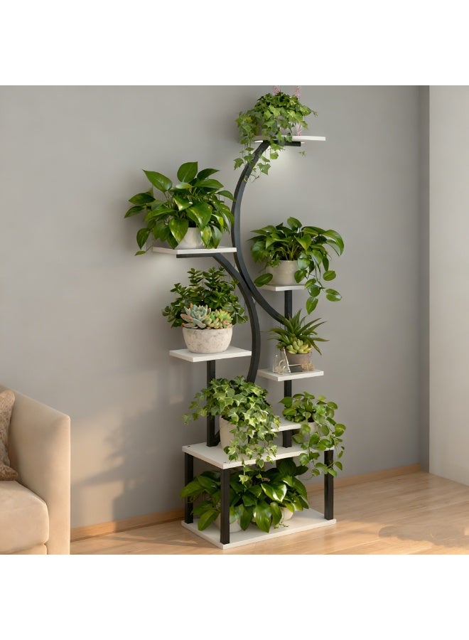  CityRiya-Long النبات يقف في الأماكن الداخلية مع أضواء النمو ، 8 رف النبات الداخلي على شكل S ، 62 "النبات الطويل يقف للنباتات الداخلية المتعددة ، رف حامل زهرة النبات المعدني للمنزل / الفناء / غرفة المعيشة - Image 4