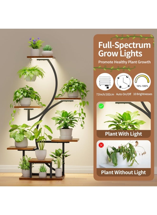  CityRiya-Long النبات يقف في الأماكن الداخلية مع أضواء النمو ، 8 رف النبات الداخلي على شكل S ، 62 "النبات الطويل يقف للنباتات الداخلية المتعددة ، رف حامل زهرة النبات المعدني للمنزل / الفناء / غرفة المعيشة - Image 3