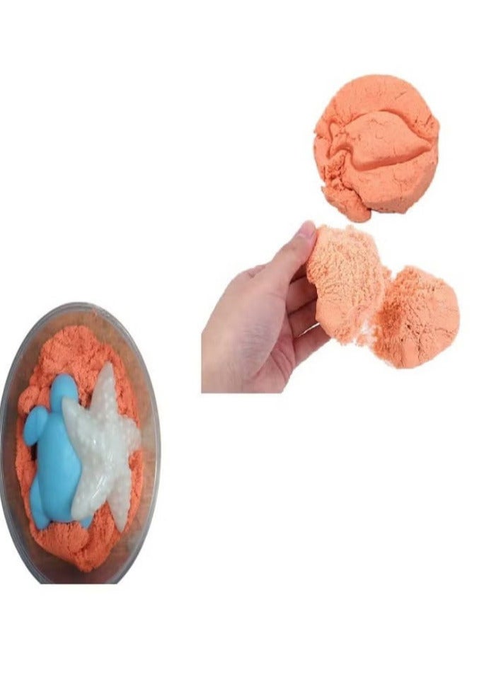 Magic Sand with 2 Animal Moulds - Underwater World Play Dough set Plasticine Color Mud Set Castle Modeling Clay kit DIY Slime Toys (Orange) - Image 1