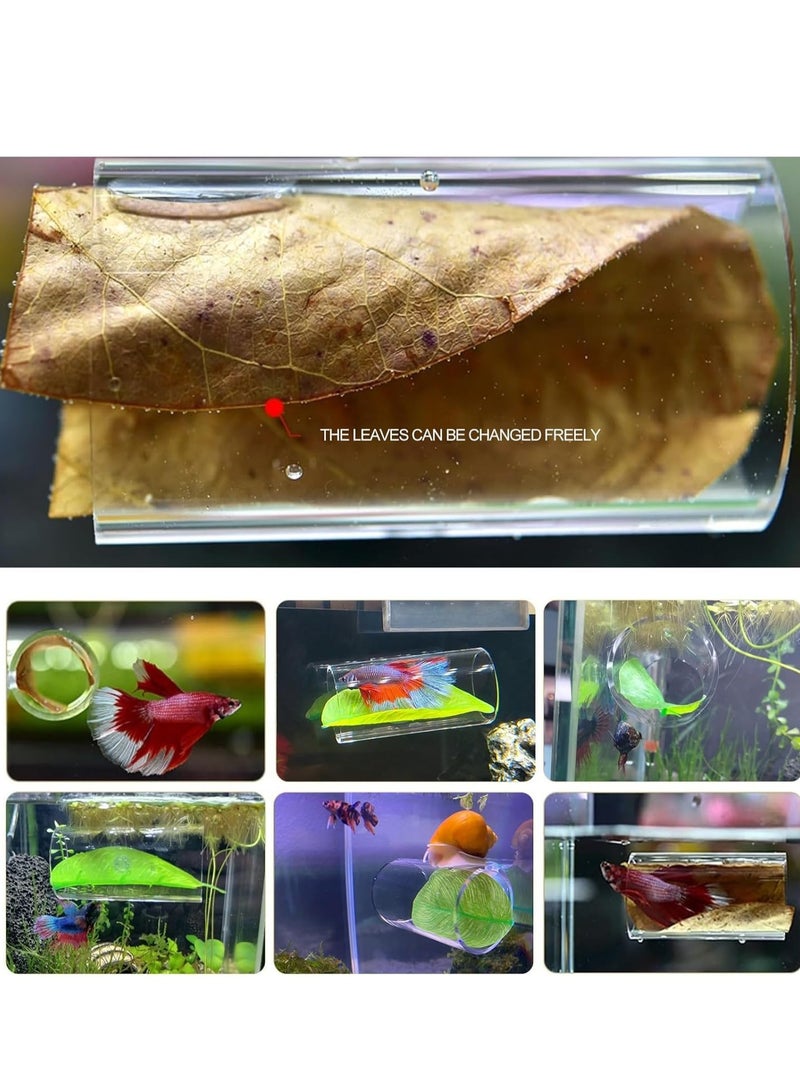 سيلكفكس Betta Fish Acrylic Tube Tunnel, لعب, ورقة حصيرة, الموائل الطبيعية للتربث والتربية, ملاجئ مخبأ مكان, ملحقات ديكور خزان الأسماك - Image 3