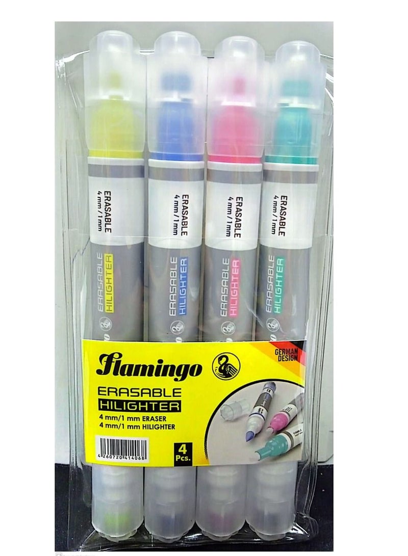 Flamingo 4Pieces Twin Sided Erasable Hilighter - Image 1
