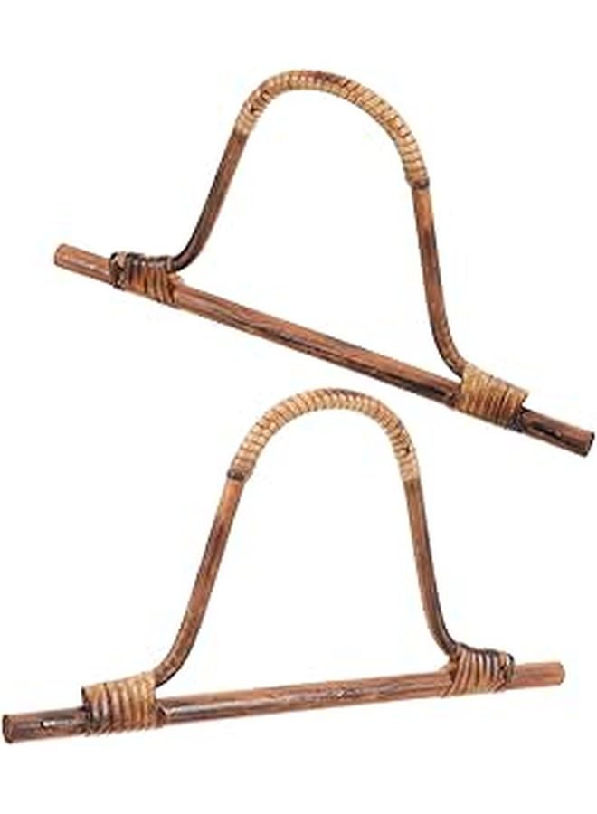 Natural Rattan Handbag Handles 27cm D Shape 2PCS For DIY Crochet Tote Bag Craft - Image 1
