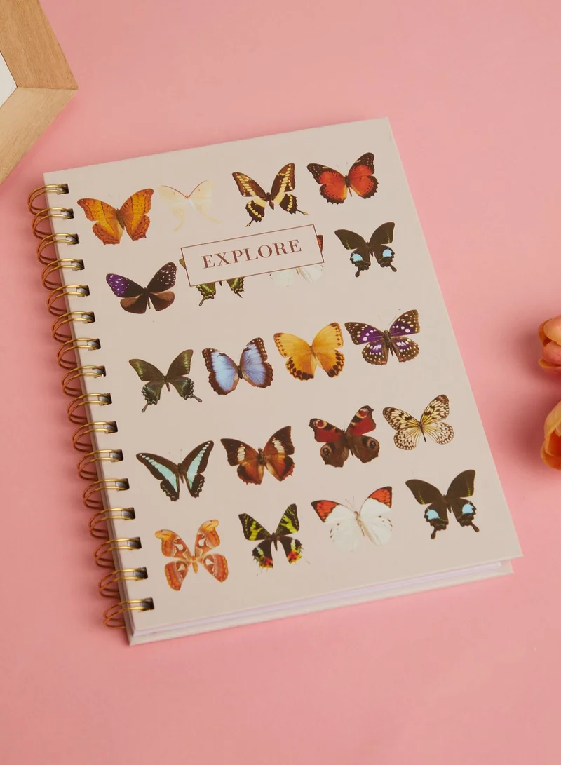 Back to school kit A5 Spiral Hardcover Notebook - Butterflies