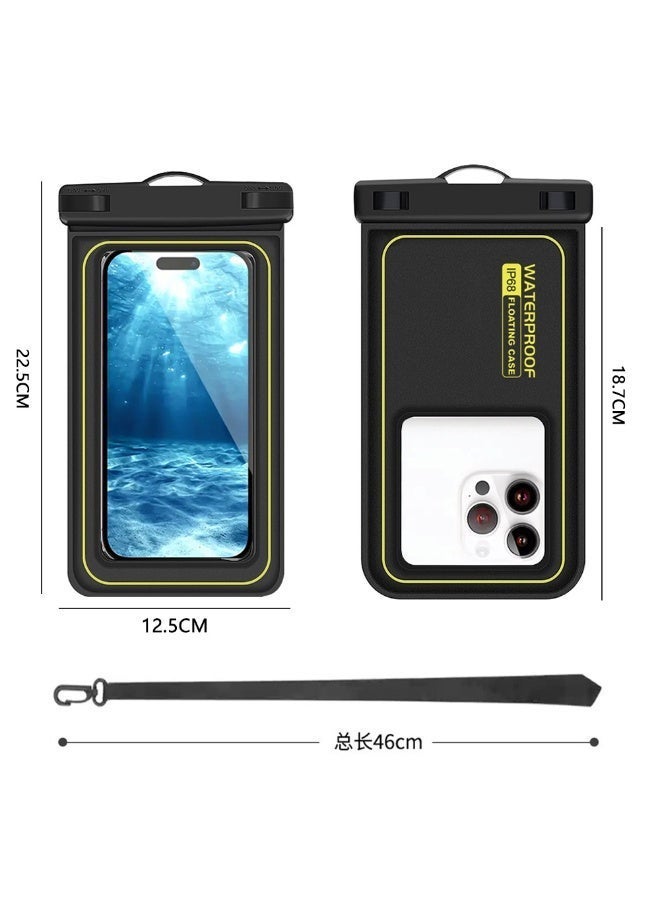 Waterproof phone bag floating,Black Enlarged Floating Waterproof Phone Pouch, Phone Case Friendly Float Water Proof Cell Phone Dry Bag, IP68 Waterproof Phone Case for iPhone 15 14 13 Pro Max Samsung Galaxy S24 Google,with adjustable lanyard dry bag,essential for cruising beach with phone dry bag,Up to 7.5'' - Image 2