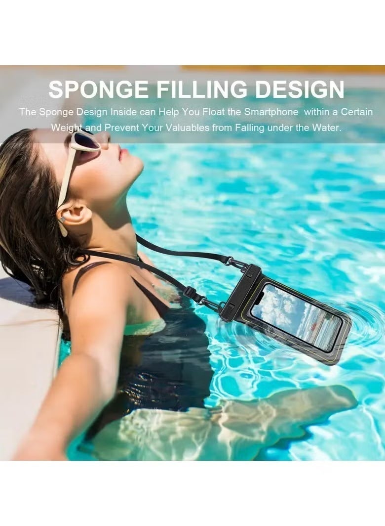 Waterproof phone bag floating,Black Enlarged Floating Waterproof Phone Pouch, Phone Case Friendly Float Water Proof Cell Phone Dry Bag, IP68 Waterproof Phone Case for iPhone 15 14 13 Pro Max Samsung Galaxy S24 Google,with adjustable lanyard dry bag,essential for cruising beach with phone dry bag,Up to 7.5'' - Image 5