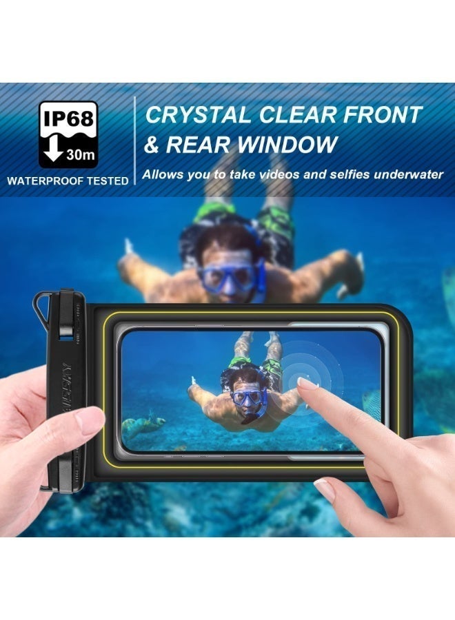 Waterproof phone bag floating,Black Enlarged Floating Waterproof Phone Pouch, Phone Case Friendly Float Water Proof Cell Phone Dry Bag, IP68 Waterproof Phone Case for iPhone 15 14 13 Pro Max Samsung Galaxy S24 Google,with adjustable lanyard dry bag,essential for cruising beach with phone dry bag,Up to 7.5'' - Image 4