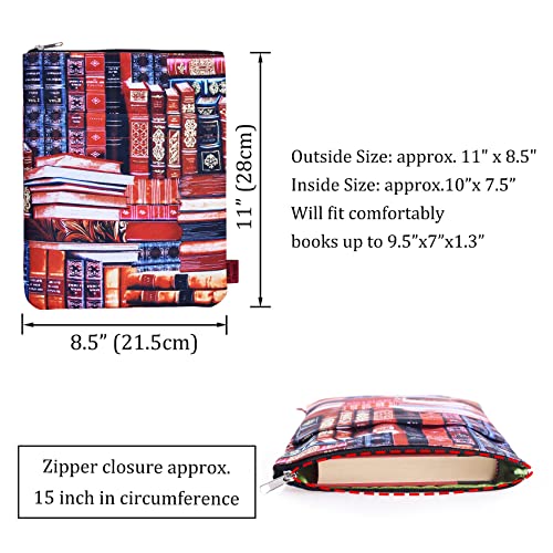 LParkin Classic Bookcase Book Sleeve Cover, Book Protector with Zipper for Paperbacks, Medium 11 X 8.5 Inch,Book Pouch Book Lovers Gift - Image 5