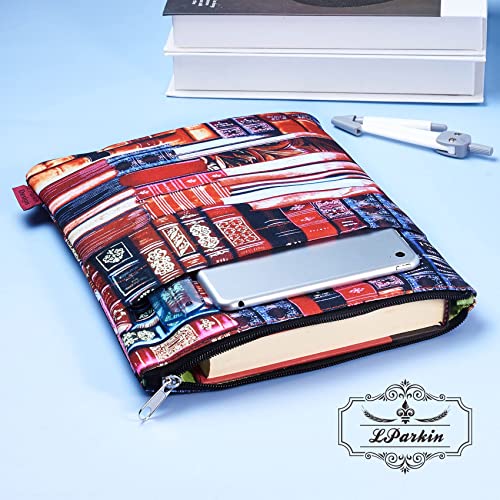 LParkin Classic Bookcase Book Sleeve Cover, Book Protector with Zipper for Paperbacks, Medium 11 X 8.5 Inch,Book Pouch Book Lovers Gift - Image 2