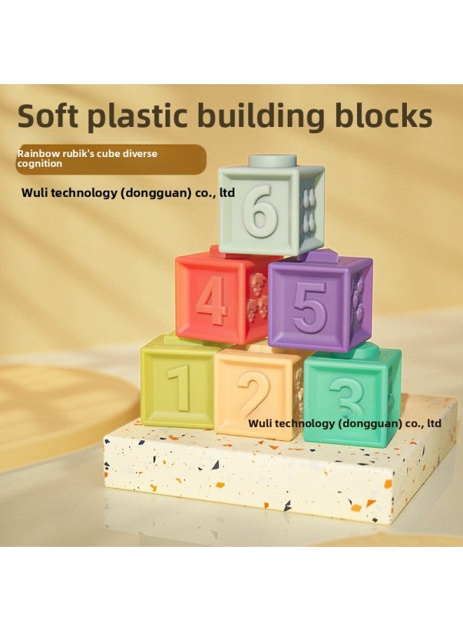 إسكدنيا Soft Rubber Building Blocks Spot Touch Ball Sensory Training Perception Baby Touch Massage Ball Baby Hand Grab Ball-Color:Soft Rubber Building Blocks 6 Pack - Image 2