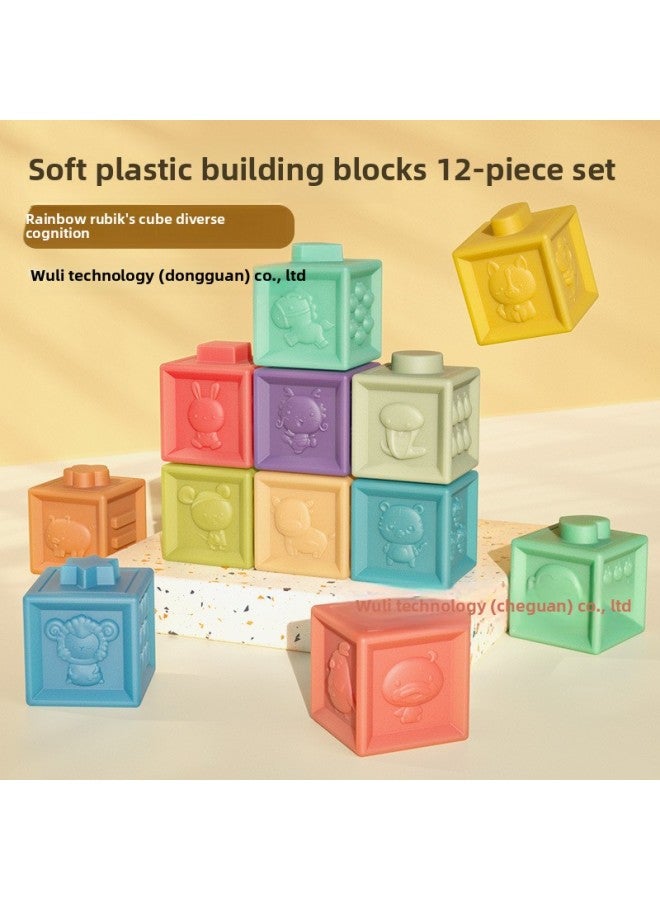 إسكدنيا Soft Rubber Building Blocks Spot Touch Ball Sensory Training Perception Baby Touch Massage Ball Baby Hand Grab Ball-Color:Soft Rubber Building Blocks 6 Pack - Image 3