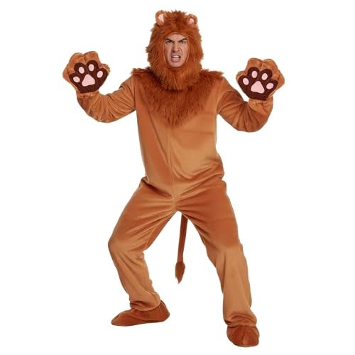 Morph Lion Costume Adult, Adult Lion Costume, Animal Costumes For Men, Safari Animal Halloween Outfit for Men, Large - Image 1