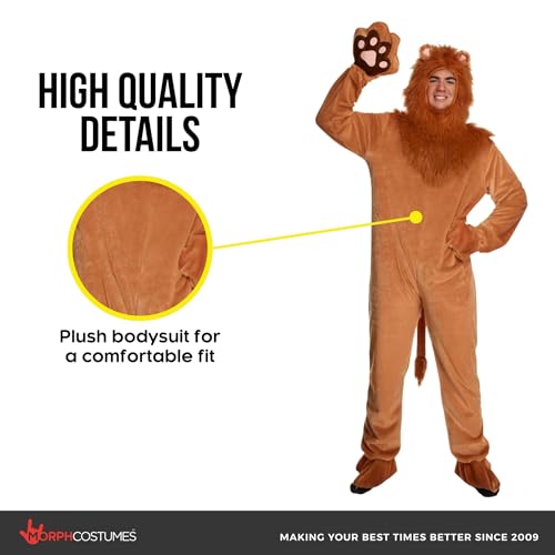 Morph Lion Costume Adult, Adult Lion Costume, Animal Costumes For Men, Safari Animal Halloween Outfit for Men, Large - Image 5