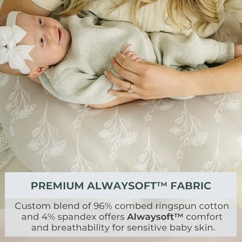 Pobibaby 1Pack Premium Nursing Pillow Cover Ultra Soft Stretchy 96 Cotton Breastfeeding Pillow Cover for Baby Boys and Girls Wildflower - Image 3