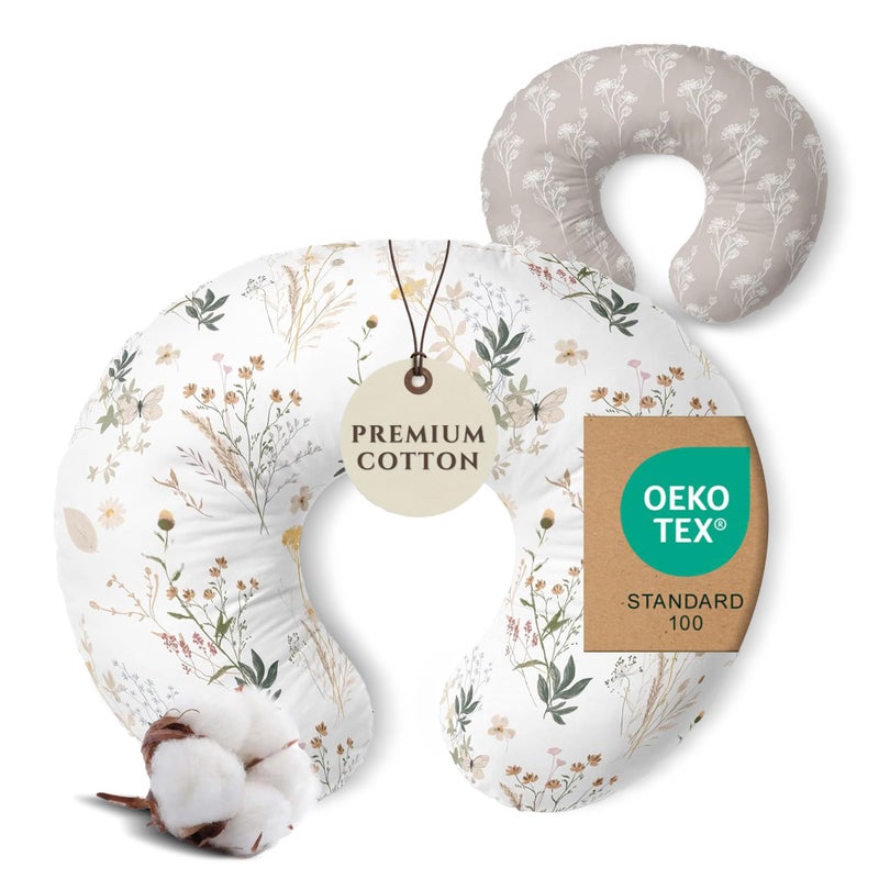 Pobibaby 1Pack Premium Nursing Pillow Cover Ultra Soft Stretchy 96 Cotton Breastfeeding Pillow Cover for Baby Boys and Girls Wildflower - Image 2