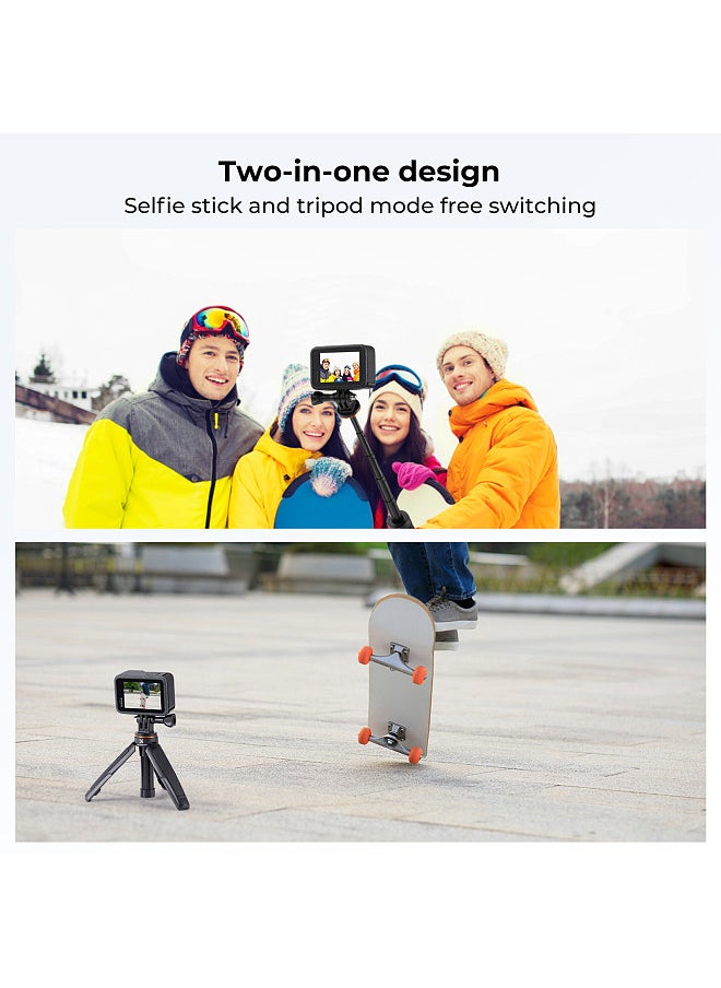 K&F Concept Sports Camera Extendable Selfie Stick Tripod Aluminum Alloy 32cm/12.6in Max. Height 2kg Load Capacity Replacement for GoPro Hero 12/11/10/9 Vlog Live Streaming Selfie Video Recording  - Image 2