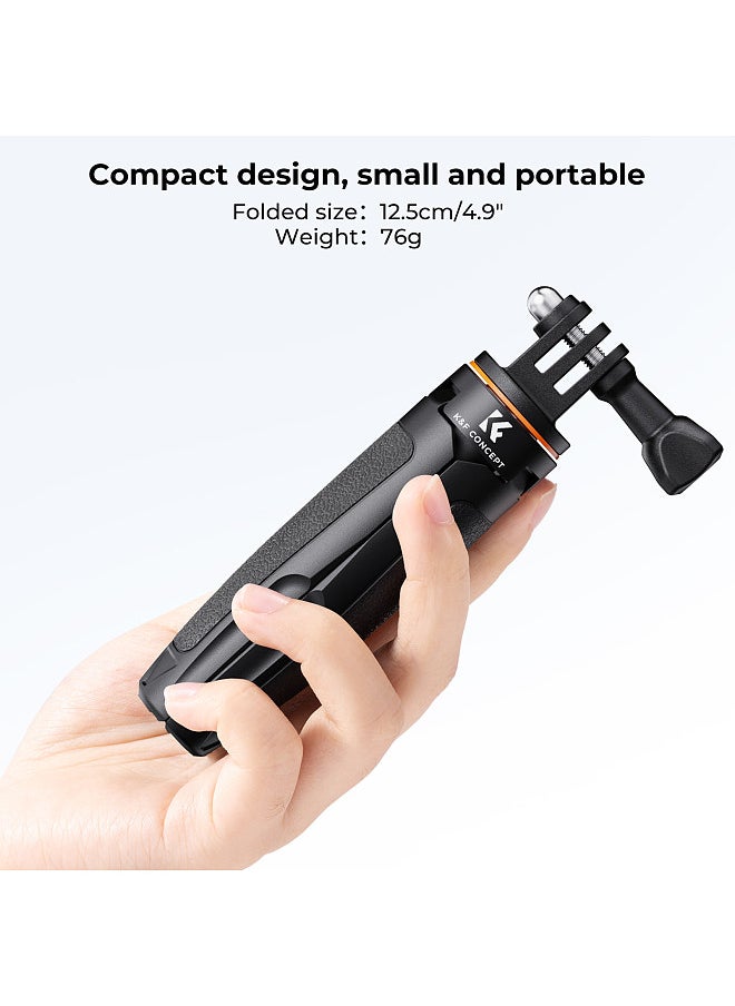 K&F Concept Sports Camera Extendable Selfie Stick Tripod Aluminum Alloy 32cm/12.6in Max. Height 2kg Load Capacity Replacement for GoPro Hero 12/11/10/9 Vlog Live Streaming Selfie Video Recording  - Image 4