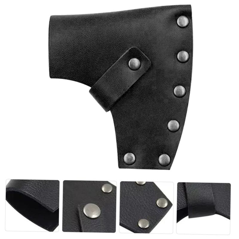 Leather Axe Cover Protective Sleeve For Outdoor Camping Hunting Handcrafted Black - Image 4