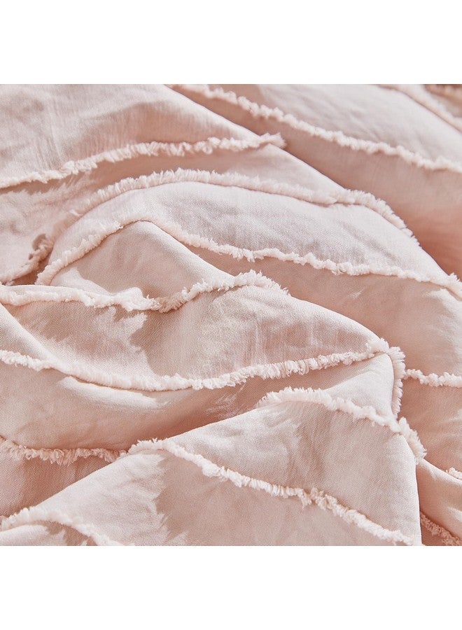 Flysheep 3 Pieces Tufted Stripes Crib Bedding Set with Ruffle Fringe, Pink Ruffled Comforter with Fitted Sheet and Bed Skirt, Soft and Embroidery Shabby Chic Boho Bohemian Jacquard Design for Baby Girls Boys - Image 5