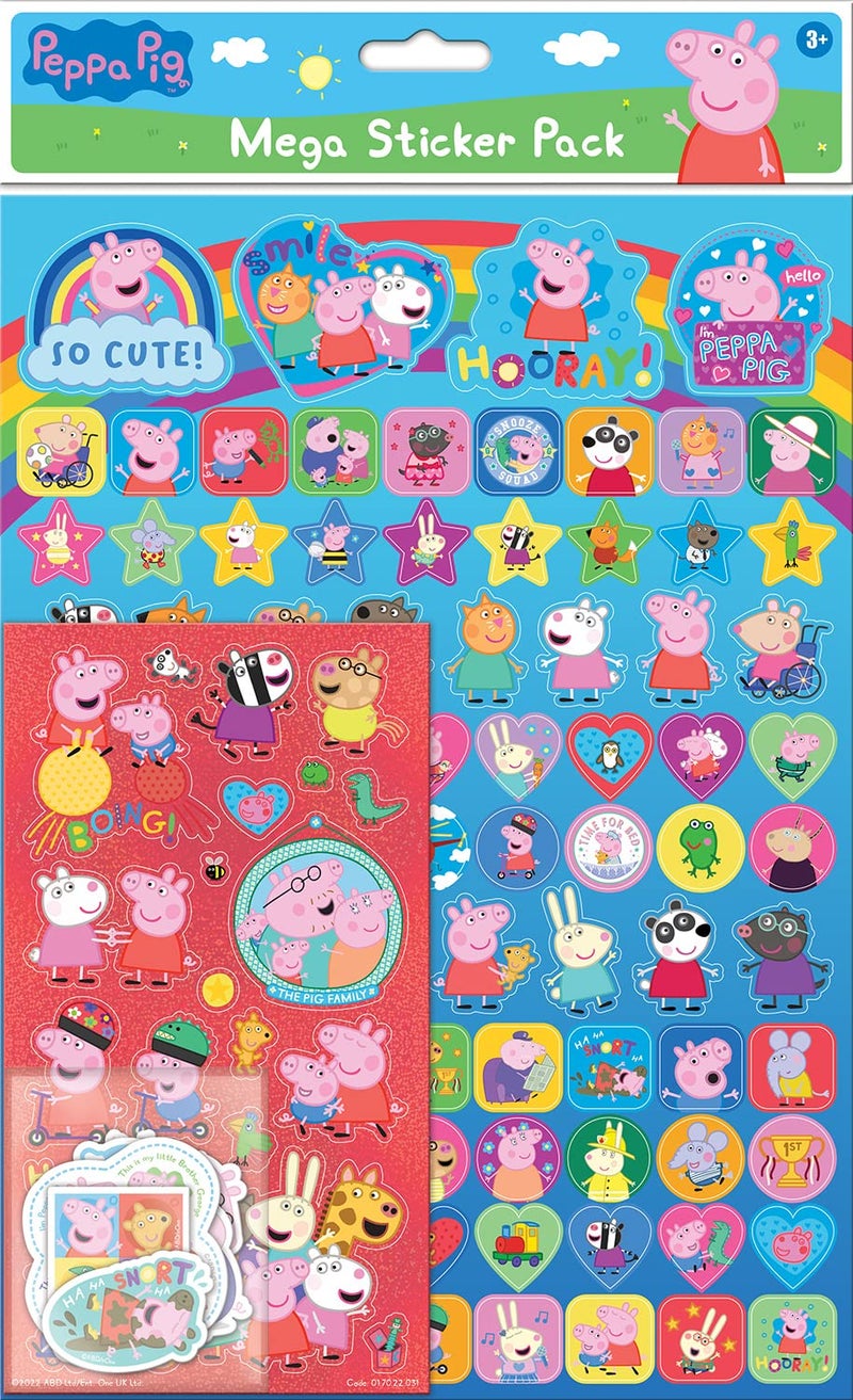 Paper Projects 01.70.22.031 Peppa Pig and Friends Mega Pack | Three Types of Stickers (Around 150 Total) | Reusable on Non-Porous Surfaces, Blue/Red, 29.7cm x 21cm - Image 1