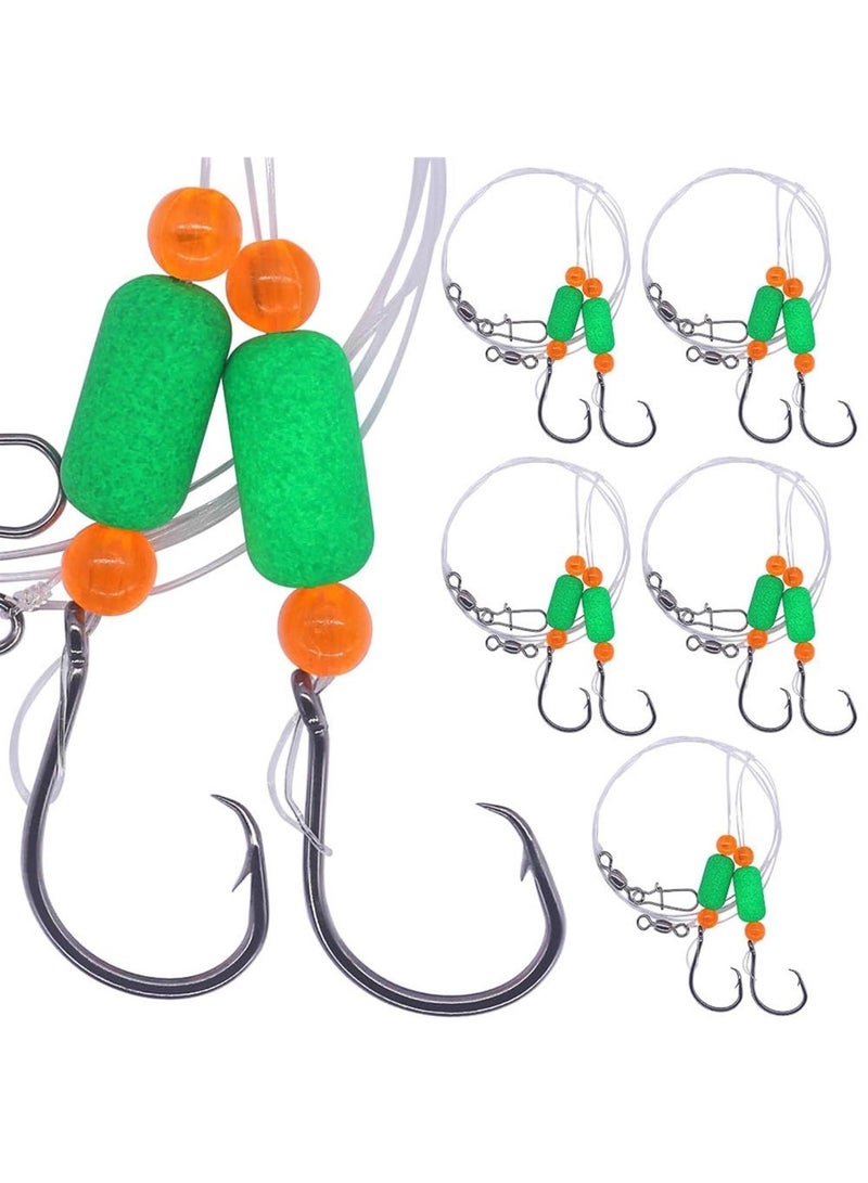 Generic 6pcs Saltwater Fishing Hooks Set - Double Circle & Wide Gap Hooks with Float Beads for Coastal Angling 