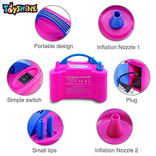 Toyshine Rubber Portable Dual Nozzle Rose Red Electric Balloon Blower Pump Inflator For Decoration, Pack of 1 - Image 2