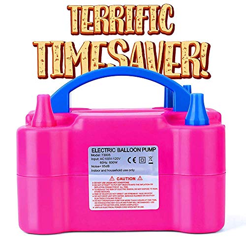 Toyshine Rubber Portable Dual Nozzle Rose Red Electric Balloon Blower Pump Inflator For Decoration, Pack of 1 - Image 3