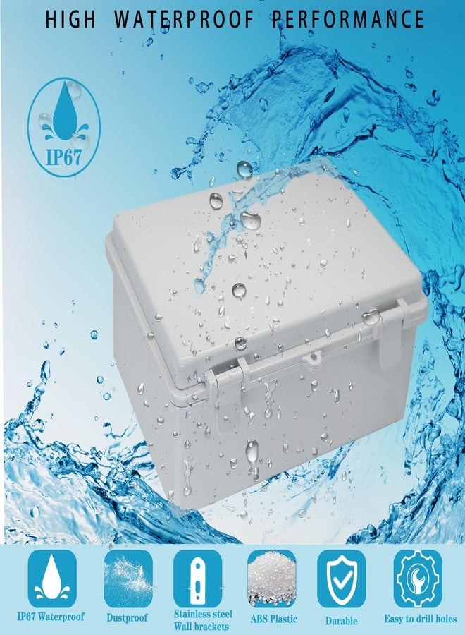 YETLEBOX Waterproof Outdoor Electrical Box Junction Box Weatherproof IP67 ABS Plastic Enclosure Switch Router Project Box with Mounting Plate with Wall Bracket 2 Cable Glands Grey 8.7"x6.7"x4.3" - Image 2