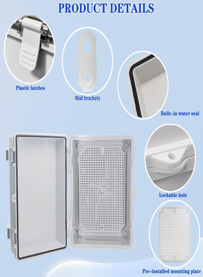 YETLEBOX Waterproof Outdoor Electrical Box Junction Box Weatherproof IP67 ABS Plastic Enclosure Switch Router Project Box with Mounting Plate with Wall Bracket 2 Cable Glands Grey 8.7"x6.7"x4.3" - Image 3
