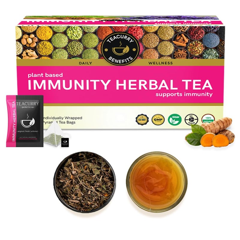 TEACURRY Immunity Herbal Tea (30 Tea Bags, 1 Month Pack) - Enhance Immunity, Strength | Natural Immunity Booster For Men & Women - Image 1