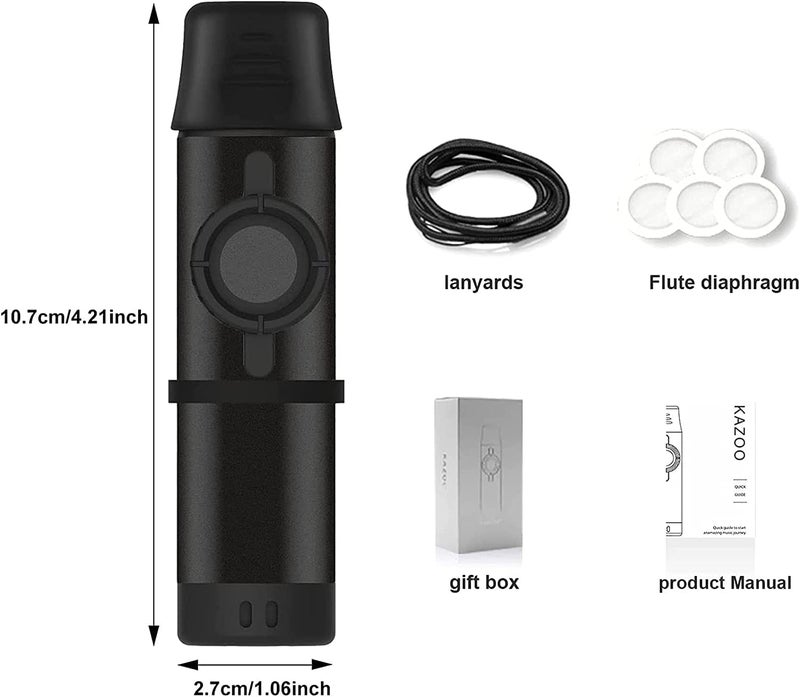 AmiciSound Kazoo Aluminium Wind Instrument Metal Harmonica for Music Lovers with 5 Replaceable Membrane - Image 2
