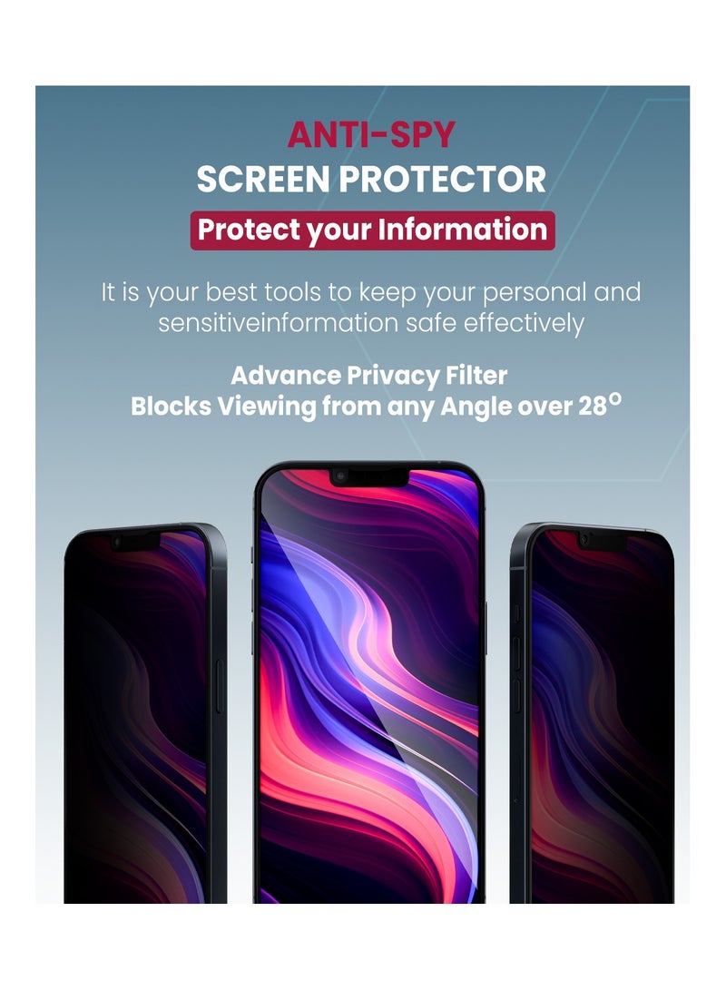 Moxedo Moxedo Ultra Shield Tempered Glass Screen Protector Privacy 9H Hardness Full Coverage Anti-Spy Protection with Auto-Align Easy Applicator Compatible For iPhone 13 6.1 inch  - Image 3