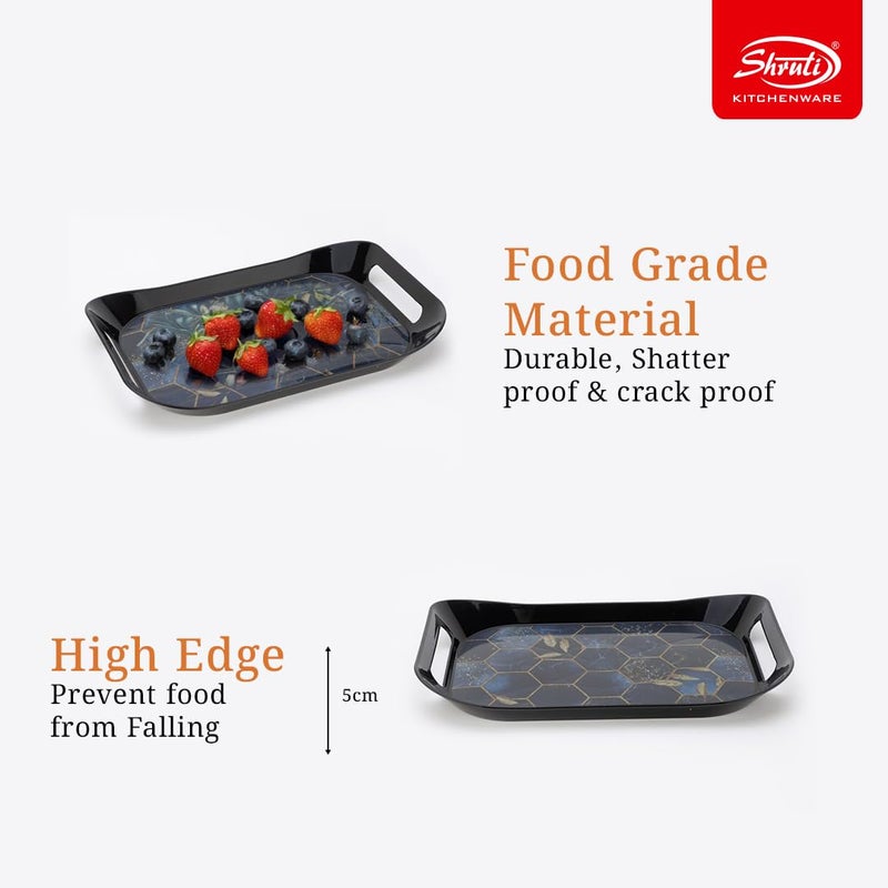 SHRUTI MULTIUSE Serving Tray Set- Black, Multi-Use Kitchen’s Tea Tray, Perfect for Hosting Guests at Home & Hotels (Pack of 3) - Image 4