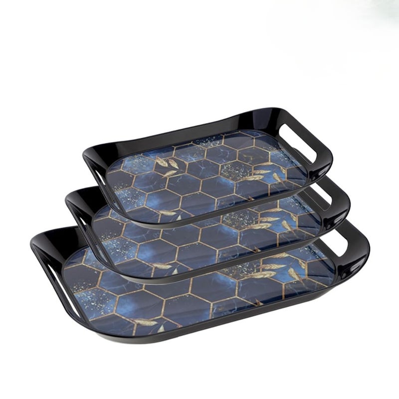 SHRUTI MULTIUSE Serving Tray Set- Black, Multi-Use Kitchen’s Tea Tray, Perfect for Hosting Guests at Home & Hotels (Pack of 3) - Image 1