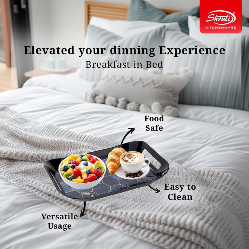 SHRUTI MULTIUSE Serving Tray Set- Black, Multi-Use Kitchen’s Tea Tray, Perfect for Hosting Guests at Home & Hotels (Pack of 3) - Image 5