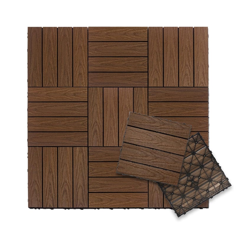 NewTechWood UltraShield Naturale 1 ft. x 1 ft. Quick Deck Outdoor Composite Deck Tile in Brazilian Ipe (10 sq. ft. per Box) - Image 1